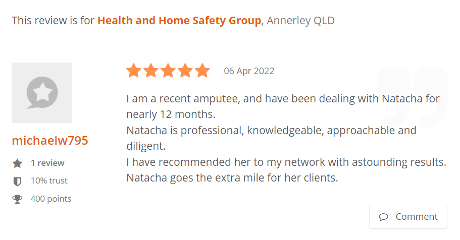 Occupational Therapist Brisbane, Logan, Ipswich review: Health and Home Safety Group